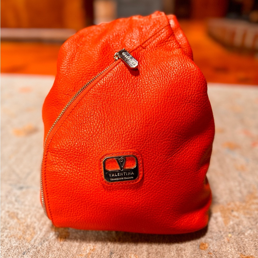 Valentina Vibrant Orange Leather Backpack
